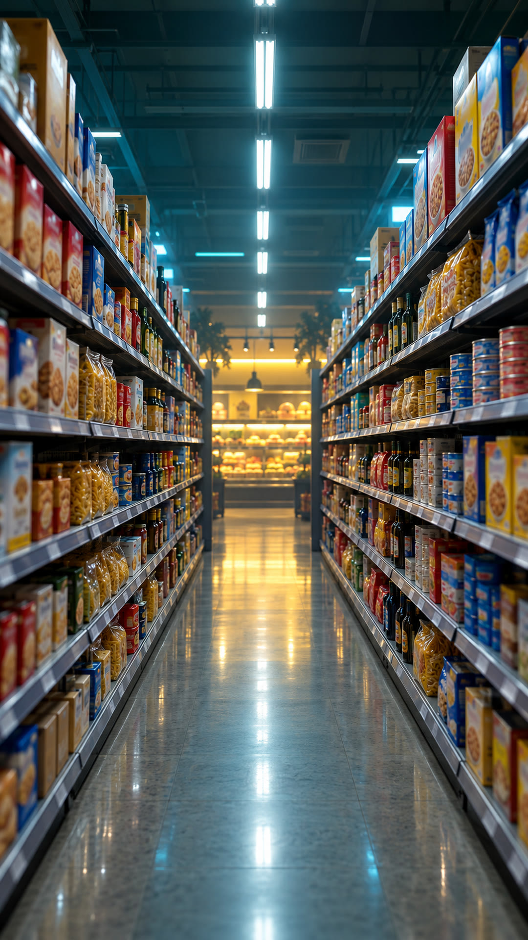 La corsia del supermercato in prospettiva